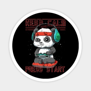 Funny Panda Gaming Gamer keep calm and press start Magnet